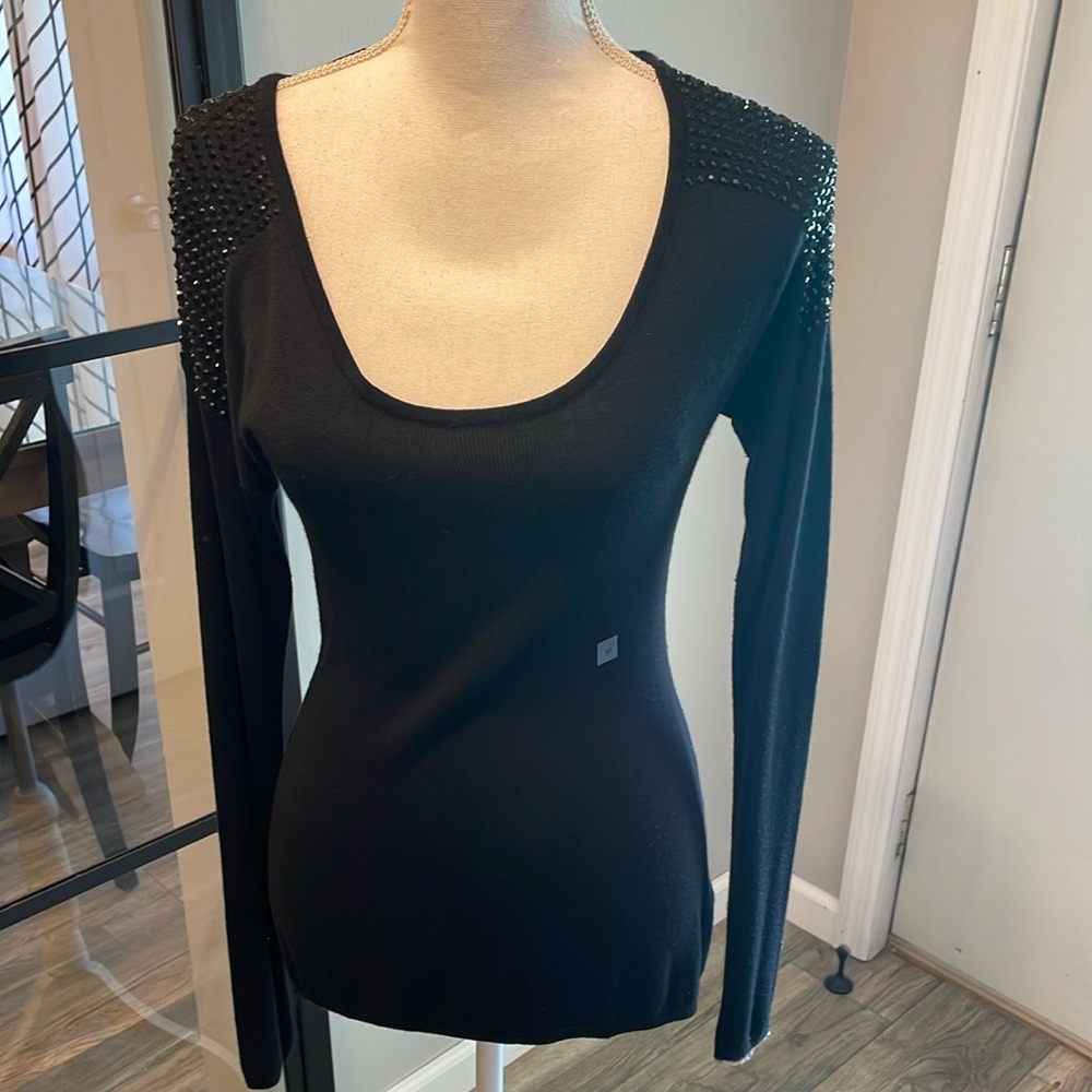 New With Tags…Express Black Gem Studded Sweater…Size Medium
